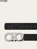  Belt Salvatore Đen Khoá Bạc Dây Vân 675542724127 