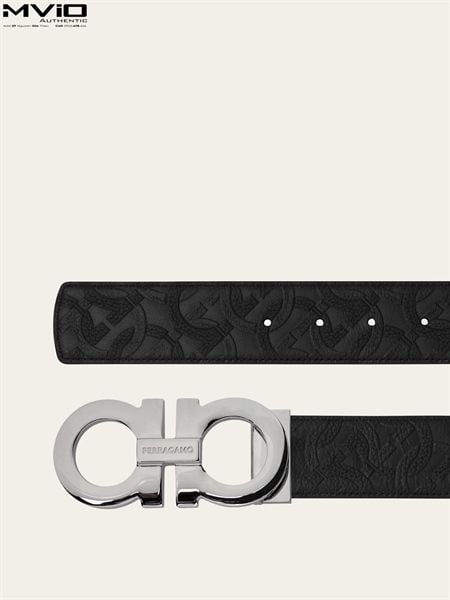  Belt Salvatore Đen Khoá Bạc Dây Vân 675542724127 