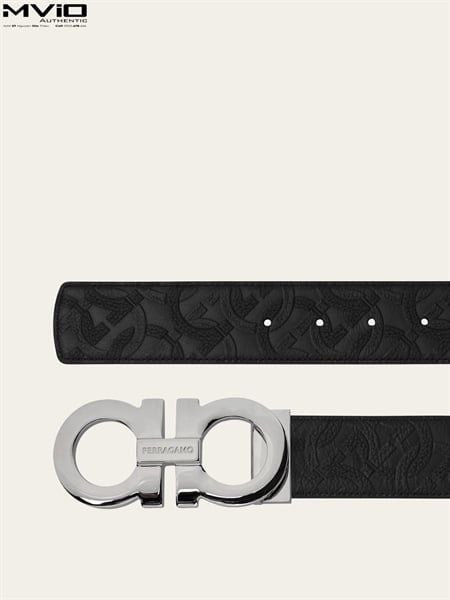  Belt Salvatore Đen Khoá Bạc Dây Vân 675542724127 