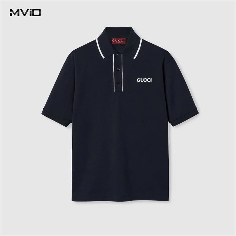  Polo Gucci Xanh Navy Chữ Ngực Trắng 806250 XJG3G 4003 