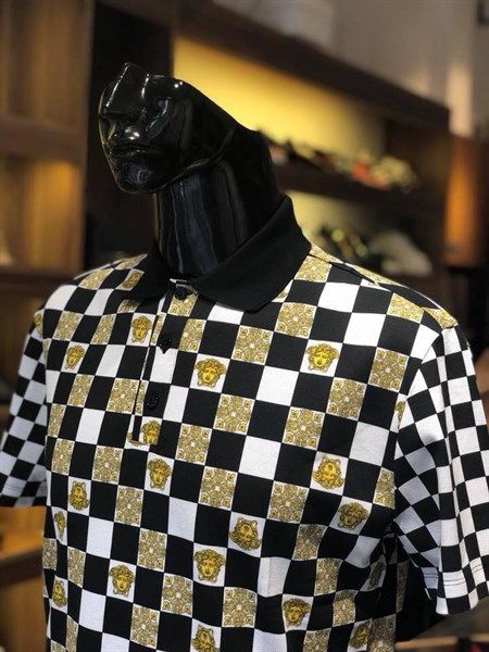 Polo Versace Trắng Vàng Caro 
