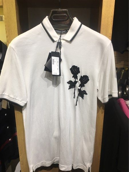  Polo Dolce Trắng Thêu Hoa Hồng Đen G7Ihj W0800 