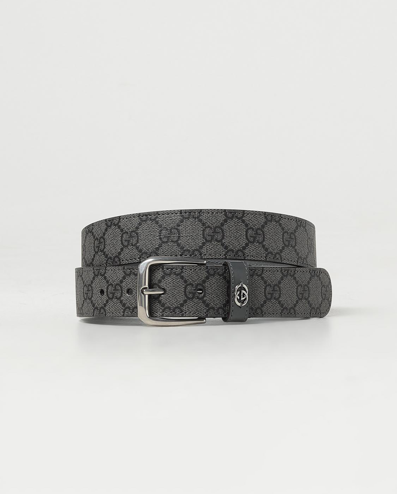  Belt Gucci Grey Vân Monogram Khoá Bạc GG 673921 FABY31244 