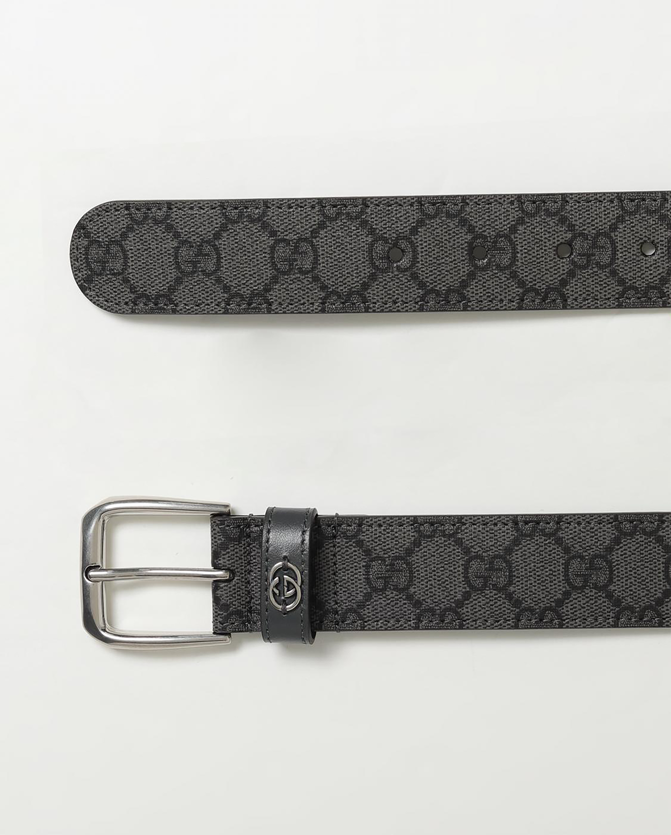  Belt Gucci Grey Vân Monogram Khoá Bạc GG 673921 FABY31244 