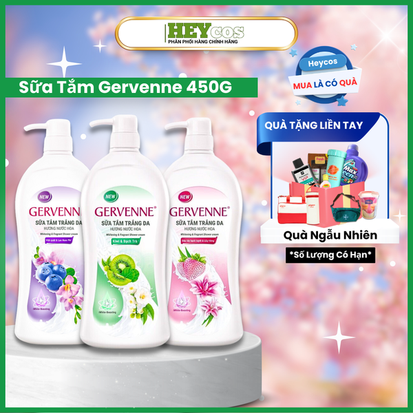  Sữa tắm trắng da hương nước hoa Gervenne 450G/chai (3 mùi) 