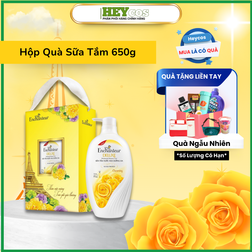  (HỘP QUÀ) Sữa Tắm Nước Hoa Enchanteur Charming 650g | HEYCOS 