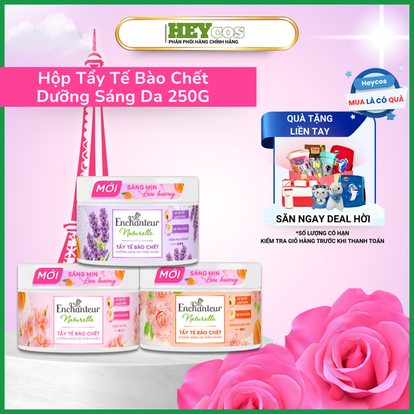  [MỚI] Tẩy Tế Bào Chết Dưỡng Sáng Da Thiên Nhiên Pháp Enchanteur Naturelle Với Hạt Quả Mơ, Muối Hồng & Mật Ong 250g 