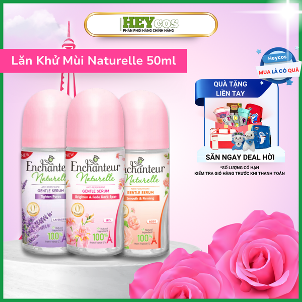  Lăn Khử Mùi Thiên Nhiên Enchanteur Naturelle (Khử Mùi Đến 72H) - Sáng Da - Mờ Thâm - Mịn Màng 50ml 