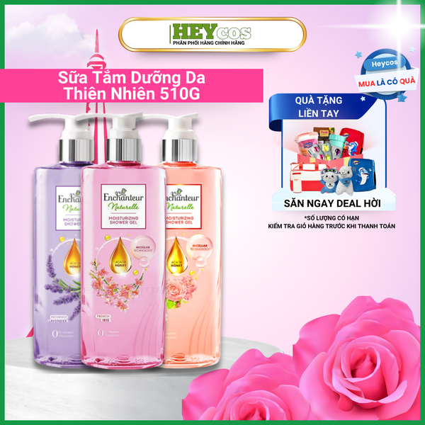  Sữa Tắm Dưỡng Da Thiên Nhiên Enchanteur Naturelle Hương Hoa Lavender/Iris/Rose 510g 