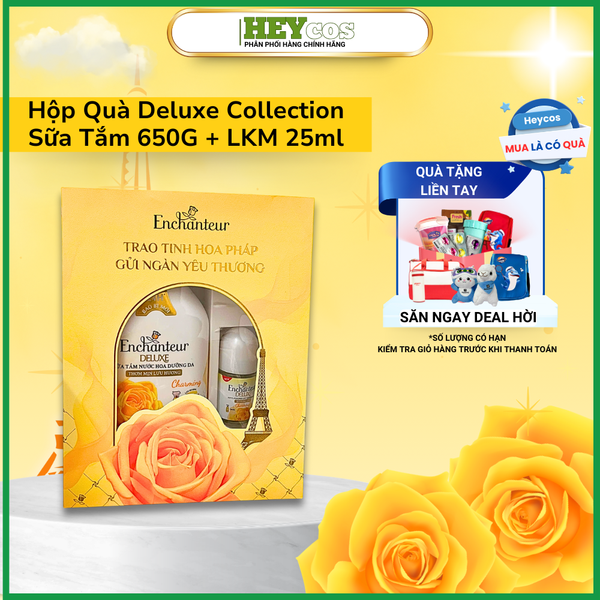  Hộp Quà 8/3 Deluxe Collection - Sữa Tắm Hương Nước Hoa 650g + Lăn Khử Mùi 25ml 