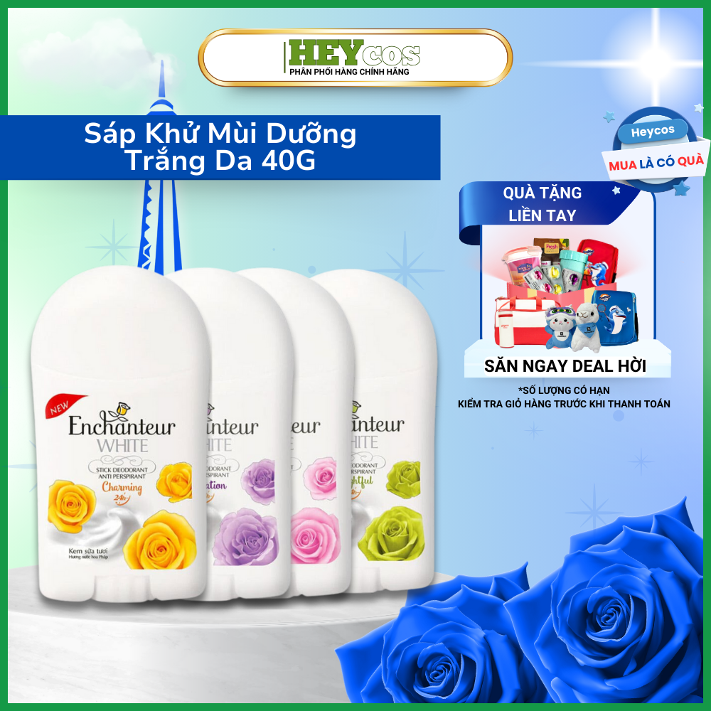  Sáp khử mùi trắng da Enchanteur Charming/ Romantic/ Delightful 40gr | HEYCOS 