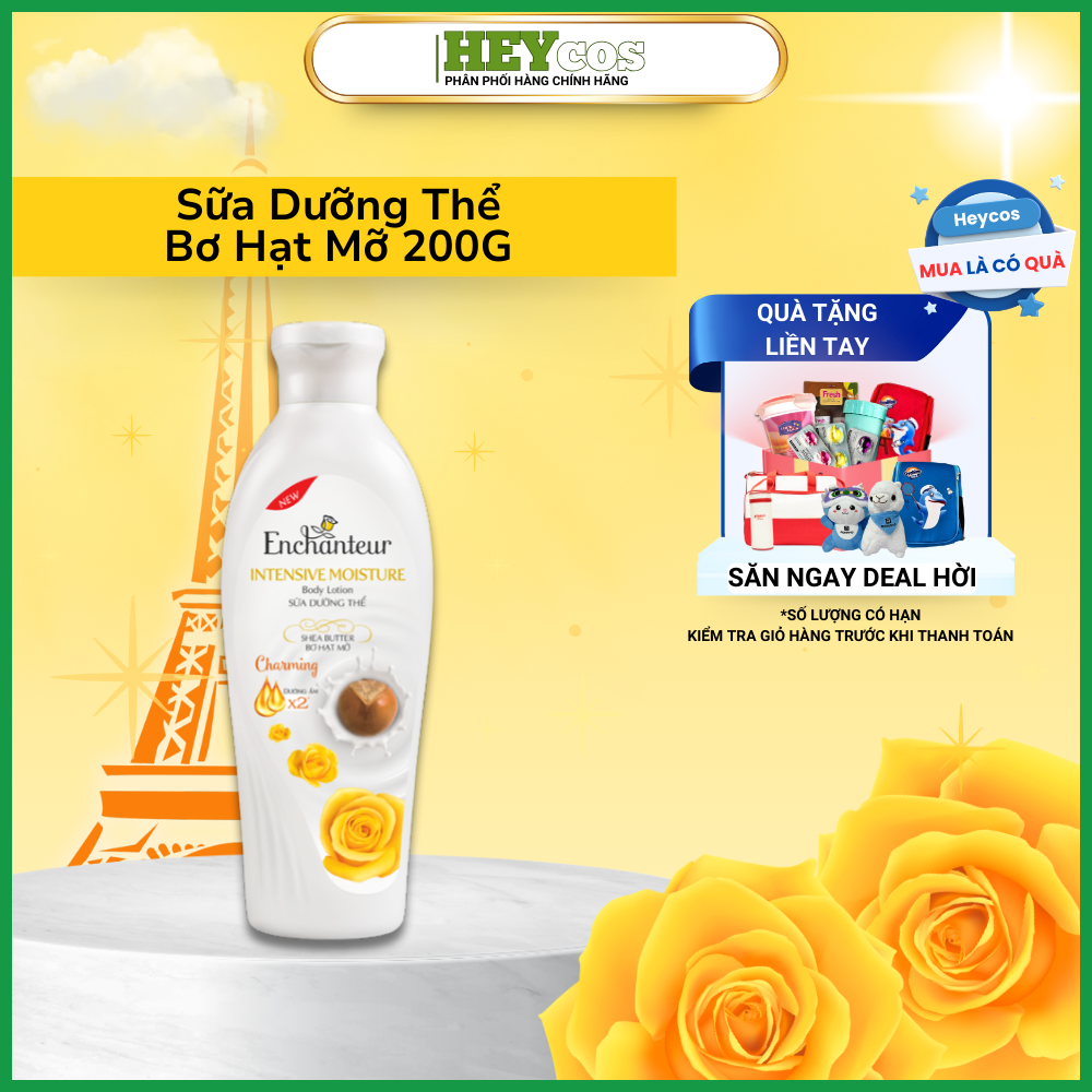  Sữa Dưỡng Thể Enchanteur Intensive Moisture Body Lotion Dưỡng Ẩm Bơ Hạt Mỡ Ô Liu 200g 
