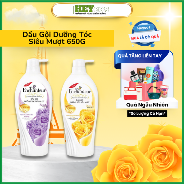  Dầu Gội Và Dầu Xả Dưỡng Tóc Siêu Mượt Enchanteur Charming/Sensation Keratin 650g/335g | HEYCOS 