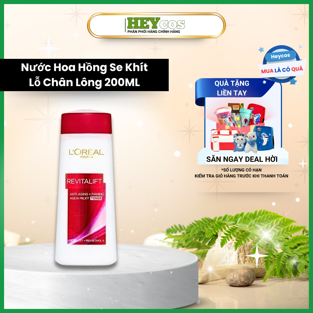  Nước Hoa Hồng Se Khít Lỗ Chân Lông Và Săn Chắc Da L'Oreal Paris Revitalift Aqua Milky 200ml 