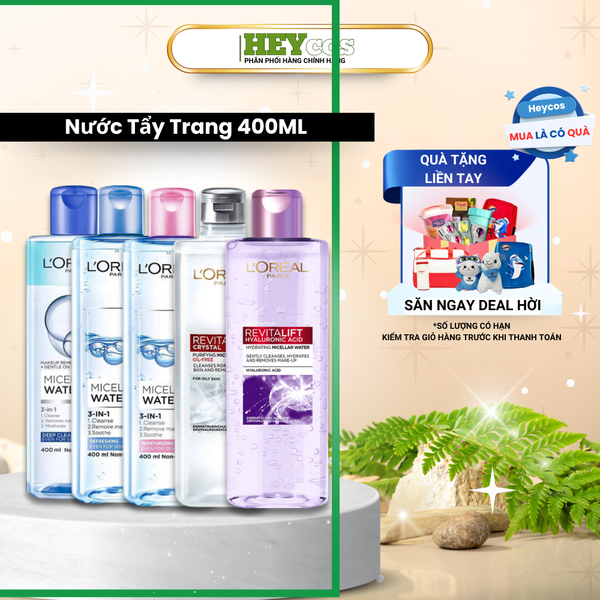  Nước Tẩy Trang đa năng 3in1 L'Oreal Paris Micellar Water 95ml/400ml | HEYCOS 