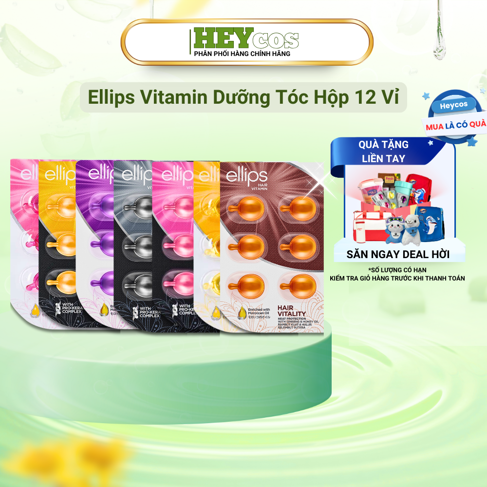  [CHÍNH HÃNG] Hộp 12 Vỉ (72 Viên) Tinh Dầu Dưỡng Tóc Ellips Đa Vitamin Nuôi Dưỡng Tóc 