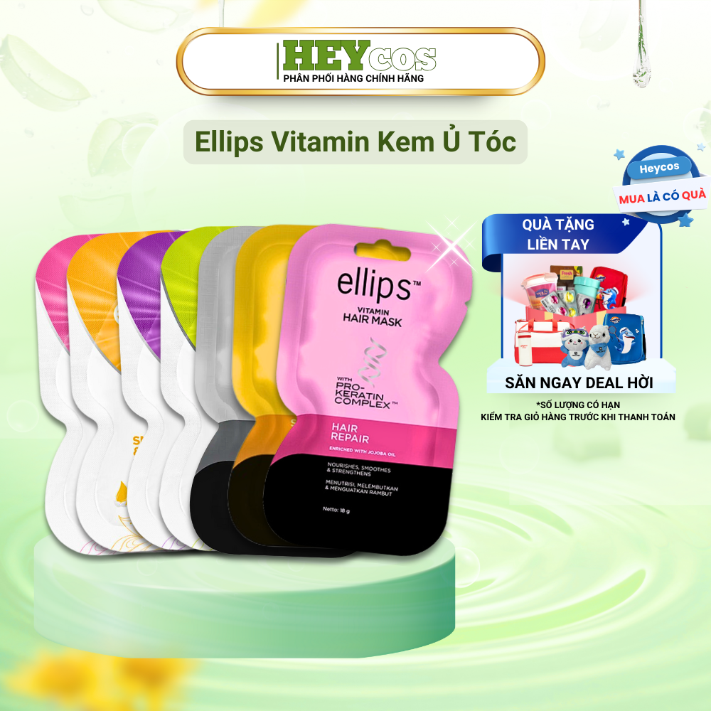  Kem Ủ Tóc Ellips Vitamin Hair Mask with Pro-Keratin Complex 12 Gói 