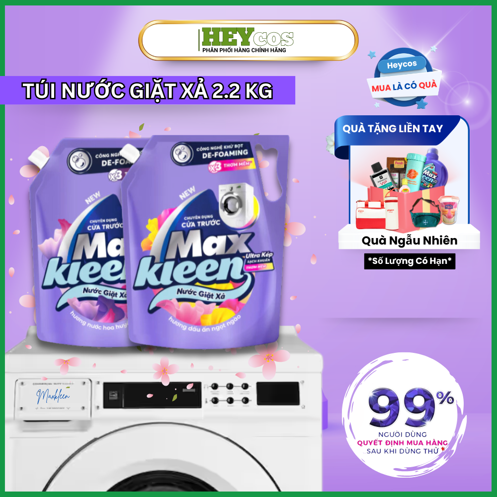  Túi Nước Giặt Xả MaxKleen chuyên dụng Cửa Trước 2.2kg Hương Nước hoa huyền diệu/Dấu ấn ngọt ngào| HEYCOS 