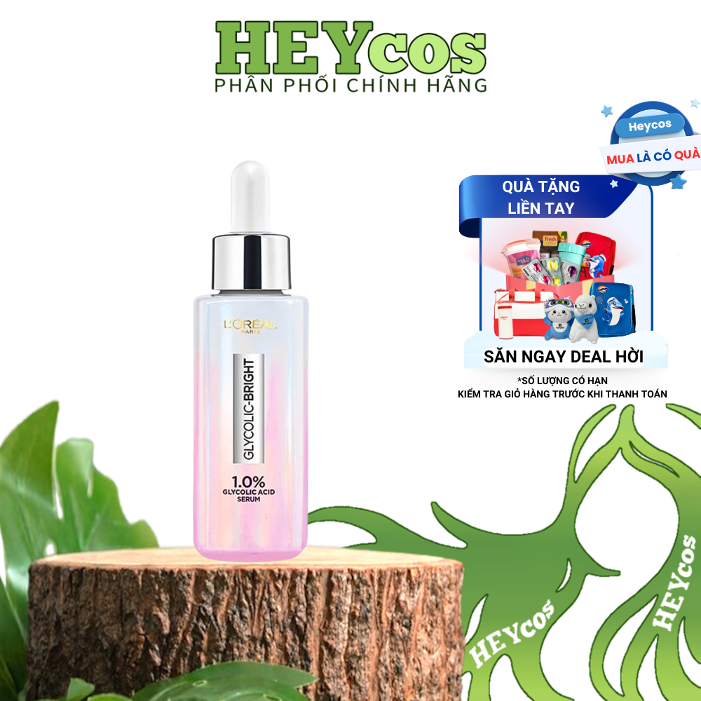  Serum Dưỡng Sáng Mờ Thâm Nám L'Oreal Paris Glycolic Bright 1.0% Glycolic Acid (AHA) 30ml|HEYCOS 