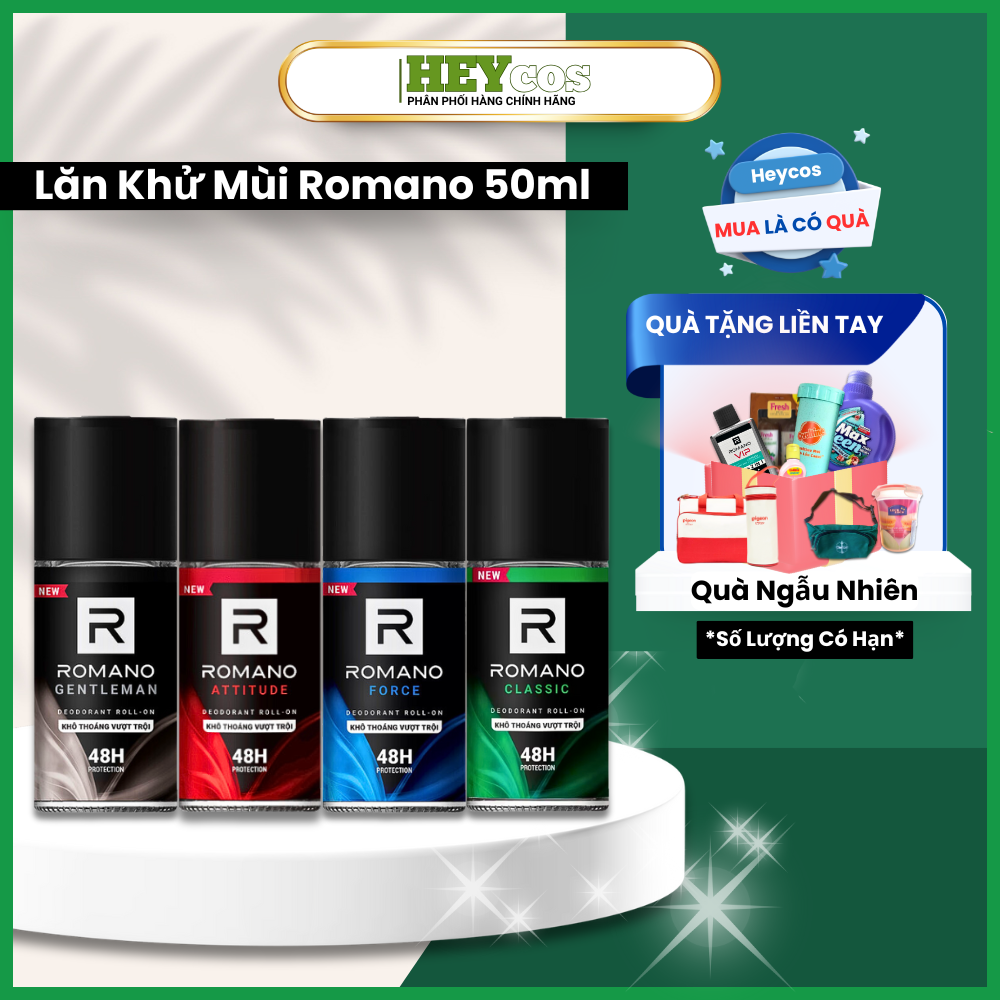  Lăn Khử Mùi Nam Kháng Khuẩn & Khô Thoáng Cả Ngày Romano 50ml/chai |HEYCOS 