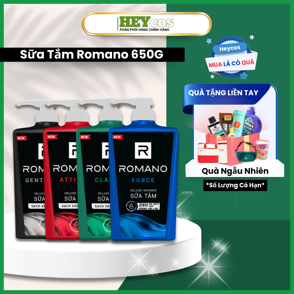  Sữa Tắm Romano Hương Nước Hoa Classic/ Attitude/ Force/ Gentleman 650g | HEYCOS 