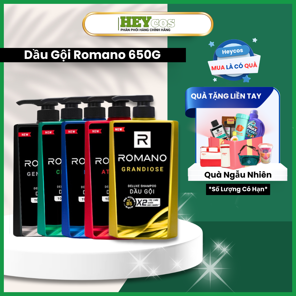 Dầu Gội Romano Hương Nước Hoa Classic/ Force/ Attitude/ Gentleman 650g/180g | HEYCOS