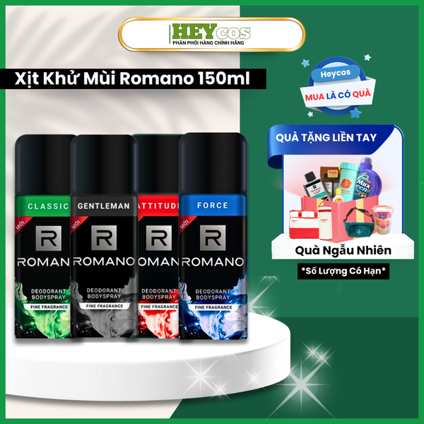  Xịt Khử Mùi Toàn Thân Ngăn Mồ Hôi Và Mùi Cơ Thể Romano 150ml |HEYCOS 