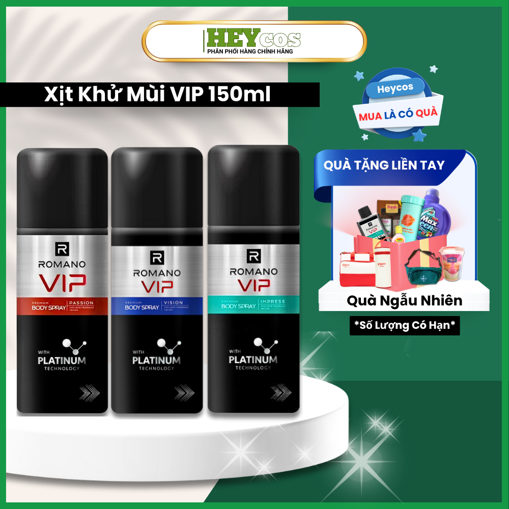 Xịt Khử Mùi Cao Cấp Romano Vip 150ml Passion/Vision |HEYCOS