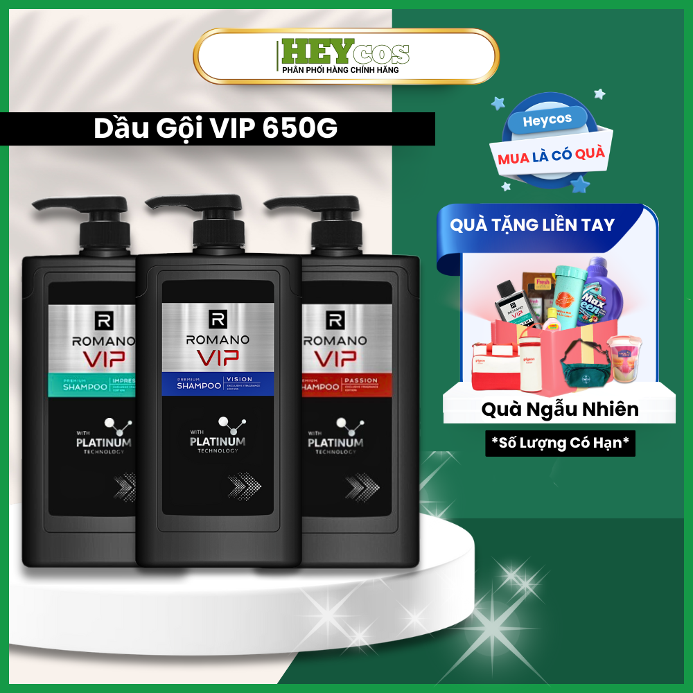  Dầu Gội Cao Cấp Romano Vip Vision/Passion Sang Trọng Cuốn Hút 650g/chai | HEYCOS 