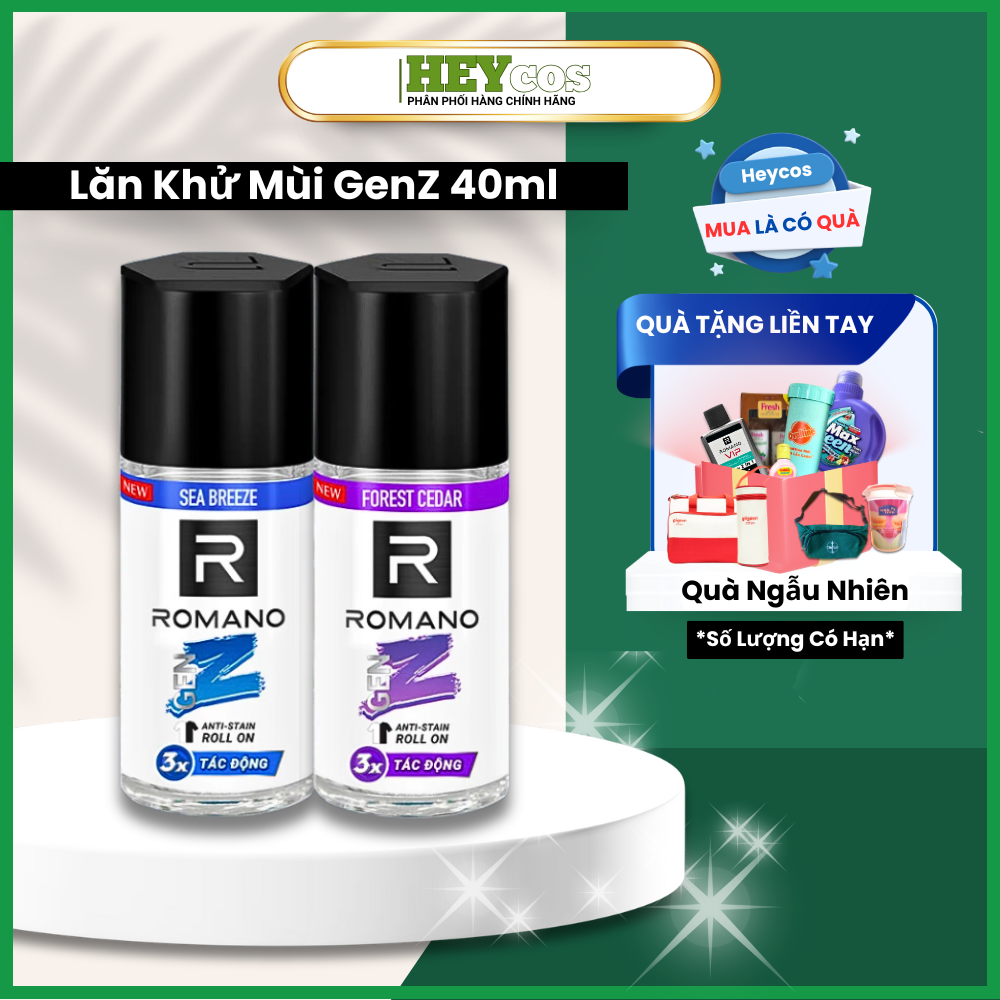  [SẢN PHẨM MỚI] Lăn Khử Mùi Ngăn Vệt Ố Vàng Romano Gen Z 40ml 