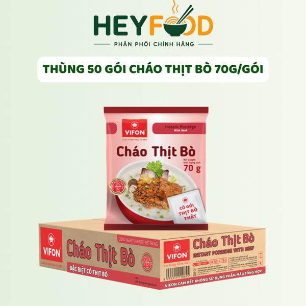  Thùng 50 Gói Cháo Thịt Bò VIFON - Có Gói Thịt Thật 