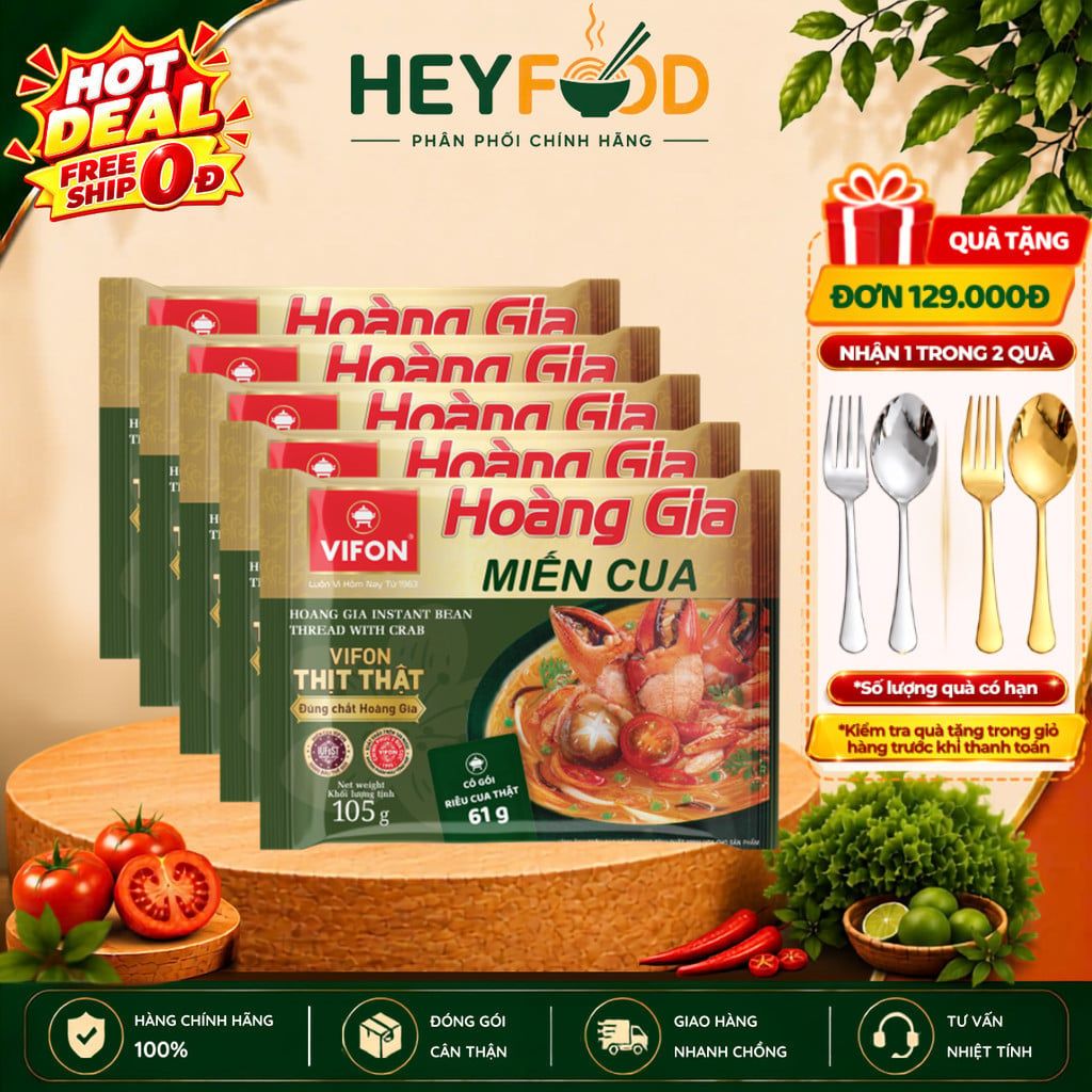  Combo 5 Gói Miến Cua HOÀNG GIA VIFON 105gr/gói - Có Túi Thịt Cua Thật Nguyên Chất 