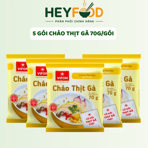 Combo 3 Gói/Combo 5 GóiCháo Thịt Gà VIFON 70g/Gói - Có Gói Thịt Thật 