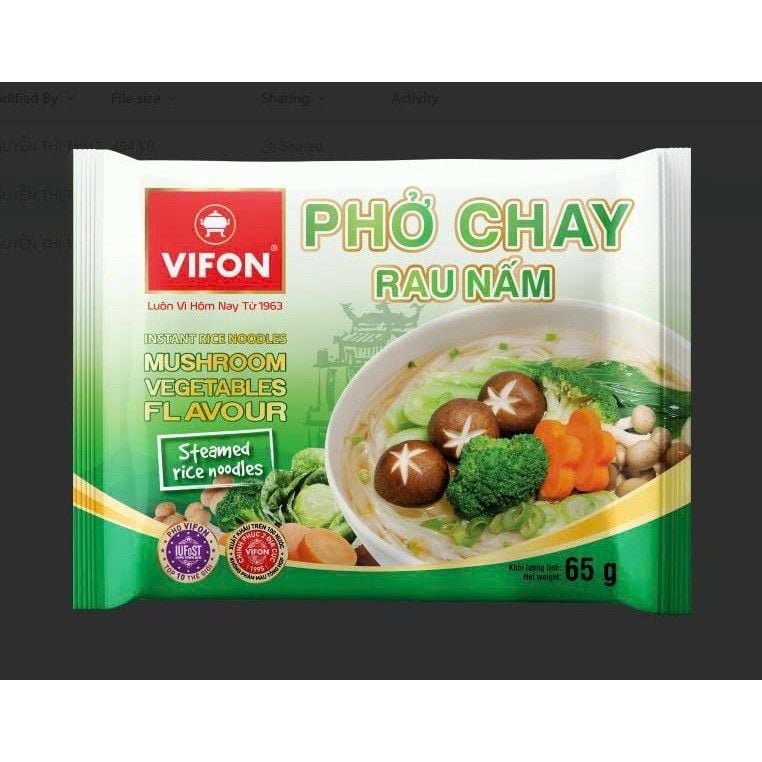  Thùng Phở Chay Rau Nấm 30 gói 65gr 