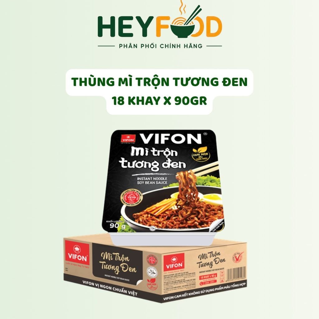  Thùng 18 khay Mì Tôm Mì Trộn Tương Đen VIFON 90g/Khay 