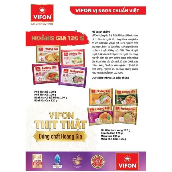  Thùng 18 Gói Miến Cua HOÀNG GIA VIFON 105gr/gói - Có Túi Thịt Cua Thật Nguyên Chất 