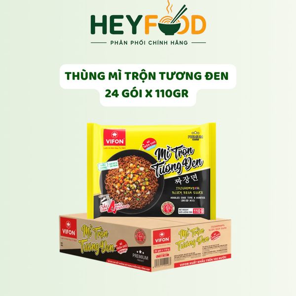  Thùng 24 gói Mì Nấu Mì Trộn tương đen VIFON 110gr/ gói sợi to dai giòn vị cay bùng nổ 