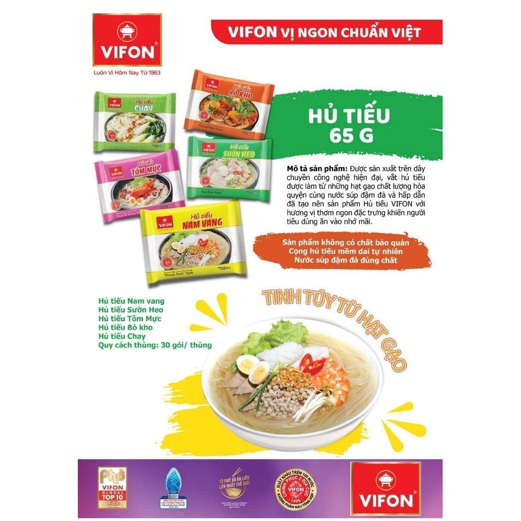  Thùng 30 Gói Hủ Tiếu Nam Vang VIFON 65g/Gói 