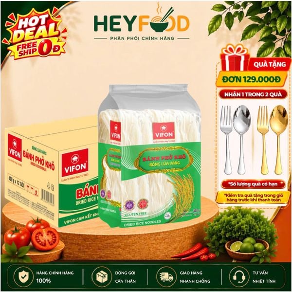  Thùng 12 Gói Bánh Phở Khô Bông Lúa Vàng VIFON - 400gr/gói 