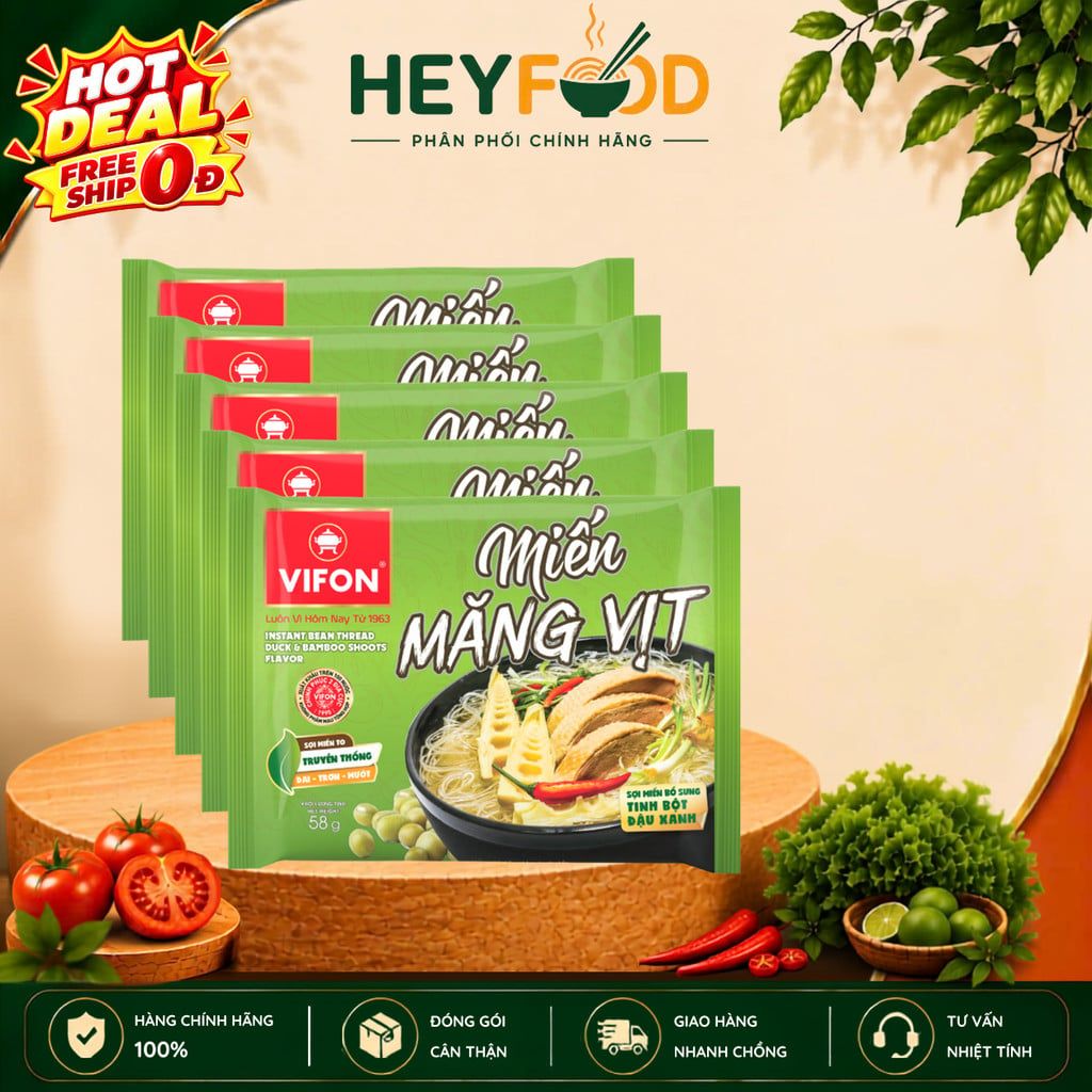  Combo 3/ Combo 5 Gói Miến Măng Vịt - Hương Vị Đậm Đà, 58g/Gói 