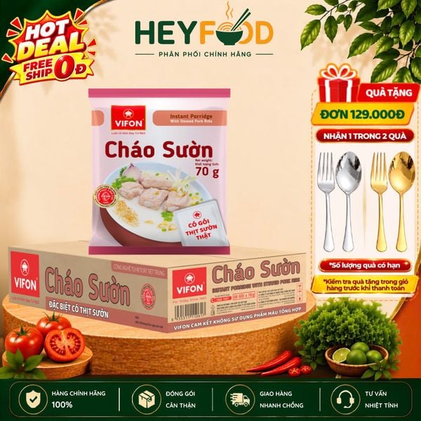  Thùng 50 Gói Cháo Sườn VIFON 70gr/Gói - Có Gói Thịt Thật 