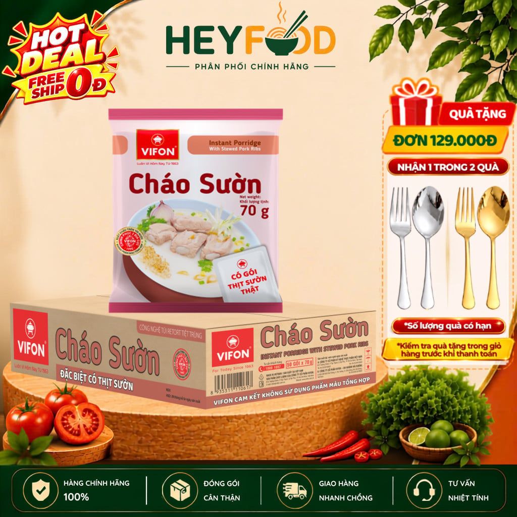  Thùng 50 Gói Cháo Sườn VIFON 70gr/Gói - Có Gói Thịt Thật 