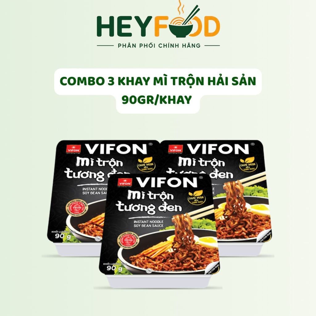  Combo 3 khay Mì Tôm Mì Trộn Tương Đen VIFON 90g/Khay 