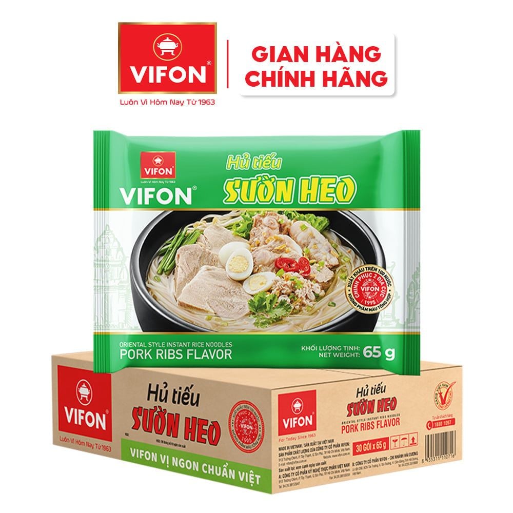  Thùng 30 Gói Hủ Tiếu Sườn Heo VIFON 65g/Gói 