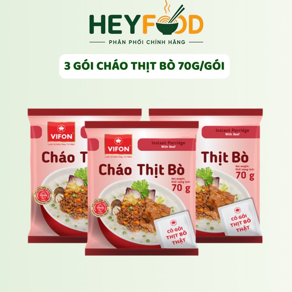  Combo 3 Gói/Combo 5 Gói Cháo Thịt Bò VIFON - Có Gói Thịt Thật 