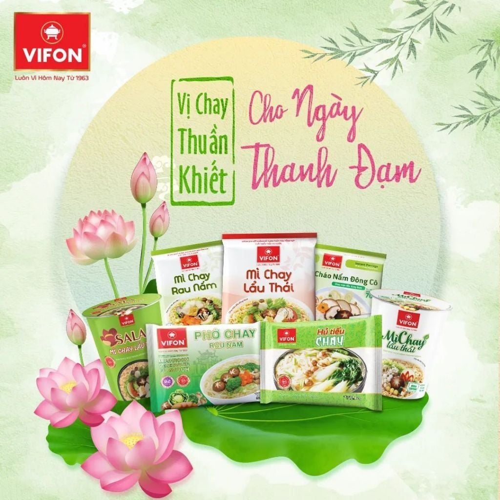  Combo 3 Gói/Combo 5 Gói Phở Chay Rau Nấm VIFON 65g/Gói 