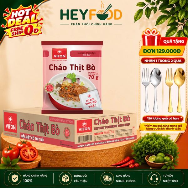  Thùng 50 Gói Cháo Thịt Bò VIFON - Có Gói Thịt Thật 