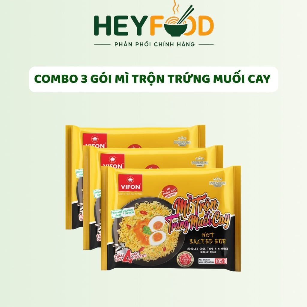  Combo 5 Gói Mì Nấu Mì Trộn Trứng Muối Cay VIFON - 105g/Gói 