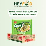  Thùng 24 Gói Mì Trộn Thịt Thật Sườn Cay Ớt Xiêm Xanh VIFON 85gr - Đậm Vị, Tiện Lợi 