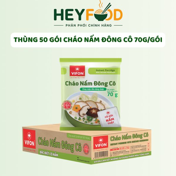  Thùng 50 Gói Cháo Nấm Đông Cô VIFON 70gr - Có Gói Nấm Thật 